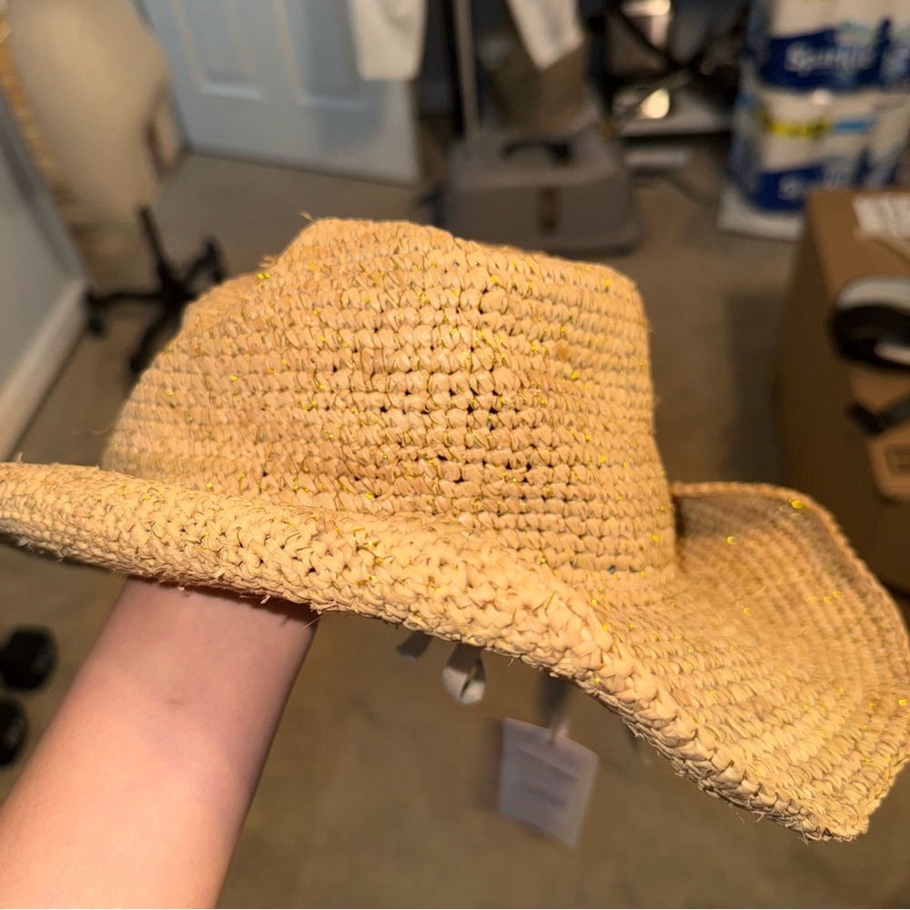 NWT Nikki Beach Cowboy Western Raffia Hat in Natural Gold OS - Picture 6 of 8
